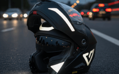 Pegatinas reflectantes en el casco de moto