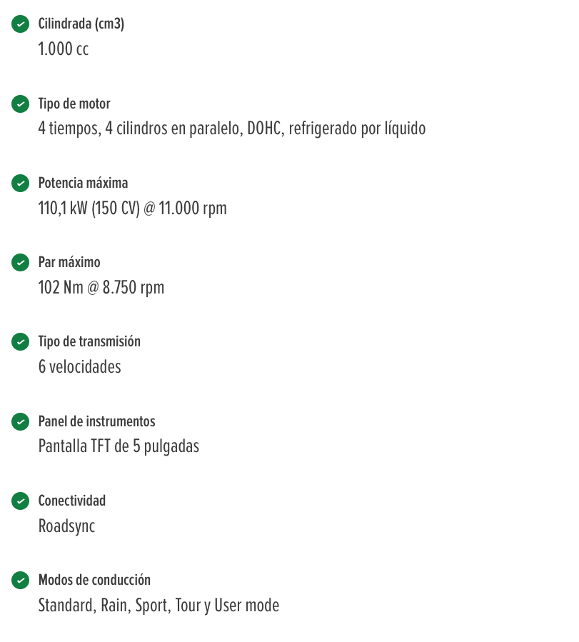 CARACTERÍSTICAS HONDA CB1000GT 2026
